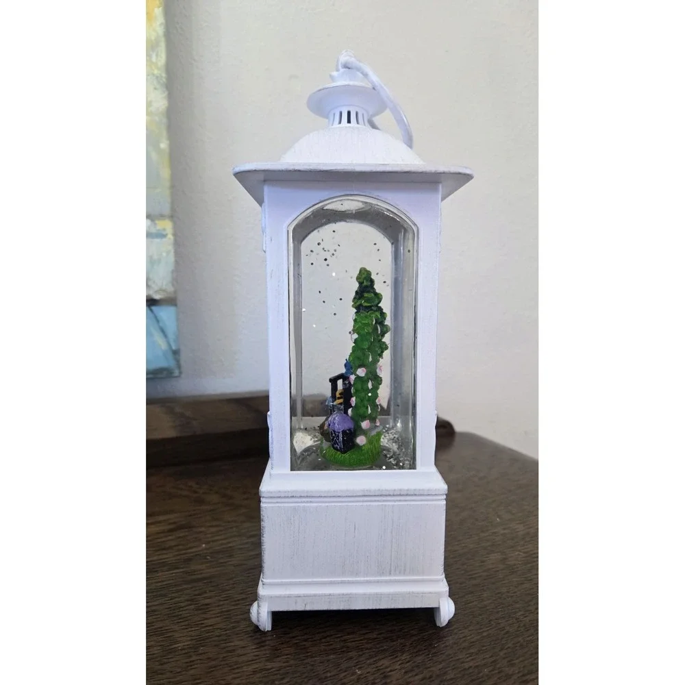 QVC Illuminated Glitter Globe Lantern‎ Summer Park Scene Hanging Freestanding
